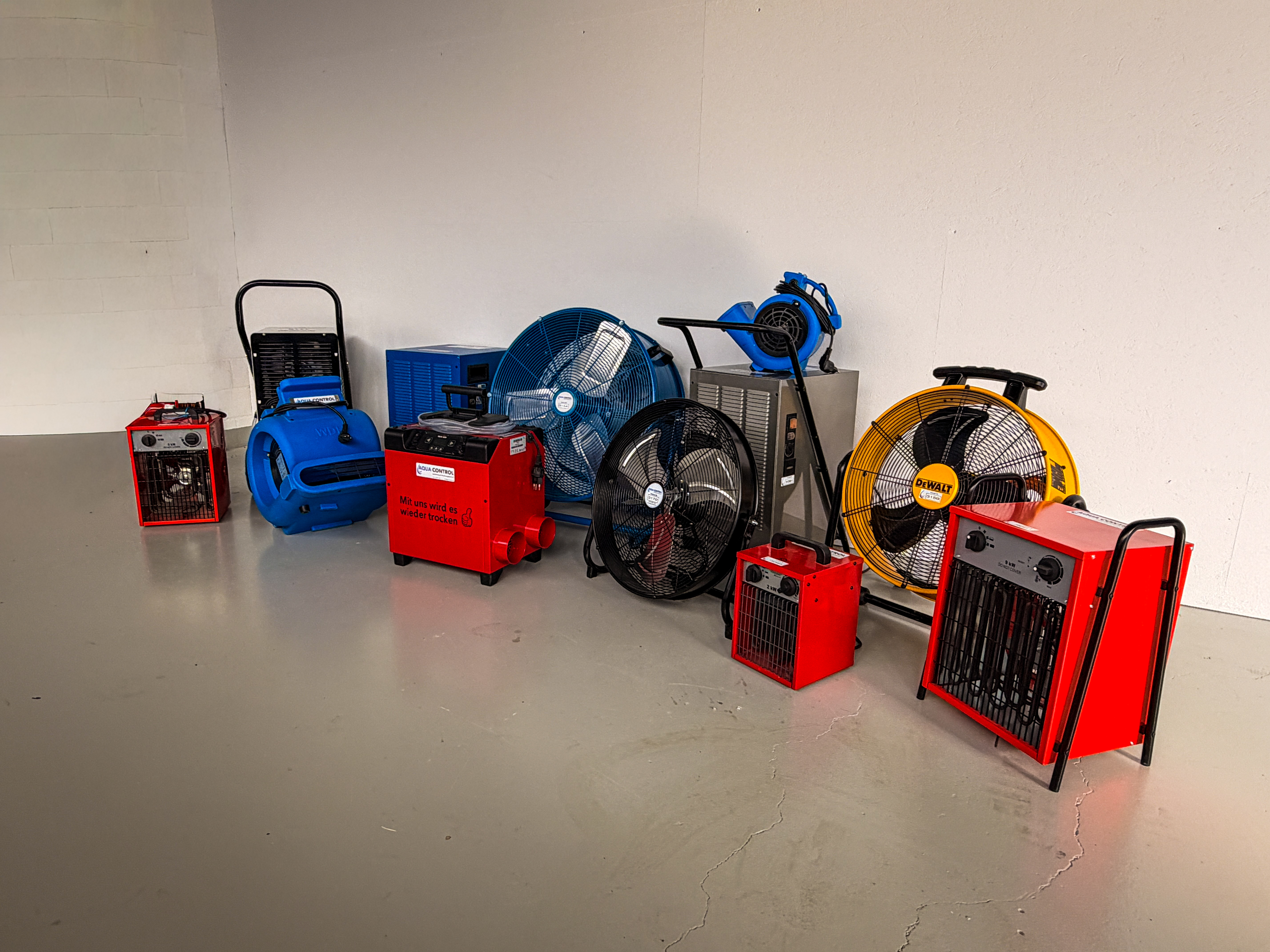 Verkauf und Vermietung von Entfeuchtern, Trocknungsgeräten und Heizungen